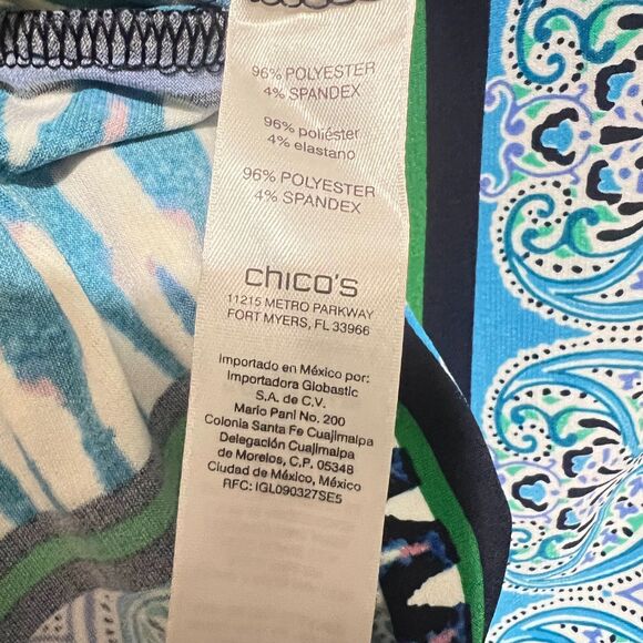 Chicos Bordered Tile Vibrant Print Dress in Blue Multi Size 0 (small) NWT - Picture 6 of 8